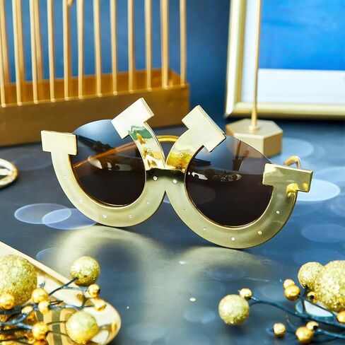 Frienda 4 Pairs Horseshoe Sunglasses Novelty Glasses Western Horse Derby Races Party Favors Photo Props Belmont Preakness Stakes for Western Theme Eyeglasses Birthday Party Supplies in Kuwait