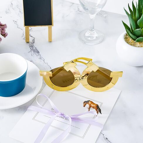 Frienda 4 Pairs Horseshoe Sunglasses Novelty Glasses Western Horse Derby Races Party Favors Photo Props Belmont Preakness Stakes for Western Theme Eyeglasses Birthday Party Supplies in Kuwait