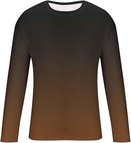 Mens Long Sleeve Tee Shirts Casual Stylish Gradient Color Fall Crewneck Basic Pullover Tops Winter Base Layer Blouses in Saudi Arabia