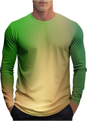 Mens Long Sleeve Tee Shirts Casual Stylish Gradient Color Fall Crewneck Basic Pullover Tops Winter Base Layer Blouses in Saudi Arabia