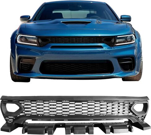 IKON MOTORSPORTS, Front Grille Compatible with 2020-2023 Dodge Charger Widebody, SRT Scat Pack Style Radiator Black Front Upper Grill in Saudi Arabia