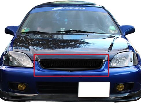 W-Power ، ABS Type-R style Black Mesh Grille Grille Trim Trim Cover Front Frontible Front Front Frontible مع Honda Civic CX DX Ex LX HX SI All Model in Saudi Arabia