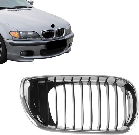 CarPartsDepot Front Pair Grille Chrome Shell With Black Insert Grill (Right Side+Left Side) Compatible With 2002-2005 BMW 325i 325xi 330i 330xi BM1200127 BM1200126 in Saudi Arabia