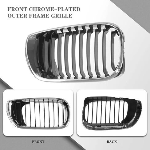 CarPartsDepot Front Pair Grille Chrome Shell With Black Insert Grill (Right Side+Left Side) Compatible With 2002-2005 BMW 325i 325xi 330i 330xi BM1200127 BM1200126 in Saudi Arabia