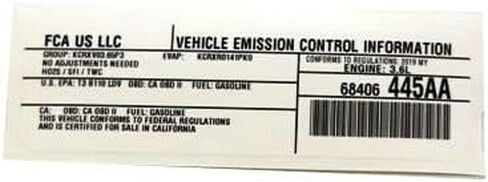 Mopar 68406445AA LABEL VEHICLE EMISSION CONTROL IN in Saudi Arabia