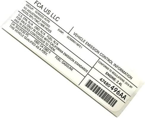 Mopar 47480496AA LABEL VEHICLE EMISSION CONTROL IN in Saudi Arabia