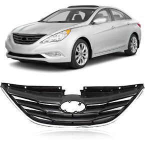 CarPartsDepot Front Grille Grill Chrome Molding With Black Shell Insert Compatible With 2011-2013 Hyundai Sonata Sedan HY1200154 863503S100 in Kuwait