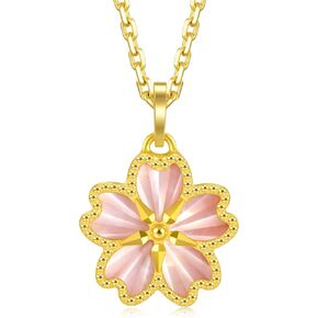 CHOW SANG SANG 999.9 24K Solid Gold Essence Dazzling Mother of Pearl Cherry Blossom Pendant for Women 93169P [Not Include the Necklace] in Saudi Arabia