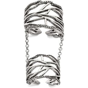 Bonyak Jewelry Sterling Silver Antiqued Polished Textured Full Finger Adjustable Ring, Size 11 in Saudi Arabia
