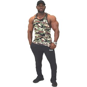 Crazee Wear Men's Camo Workout Bodybuilding Weight Lifting Stringer Gym Fitness Training Tank Top in Saudi Arabia
