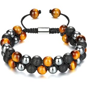 سوار كريستال رجالي 7 شقرا - أحجار حقيقية عين النمر سبج جمشت الملكيت أمازونيتي تخزين الأساور in Kuwait