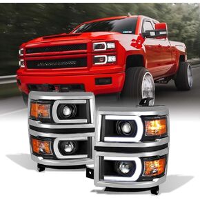 AKKON - For [U Neon Bar Style] 2014 2015 Chevy Silverado 1500 LED DRL Projector Left + Right Side Headlights Set in Saudi Arabia