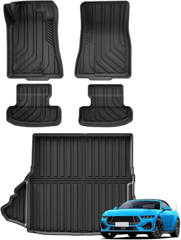 SMABEE Trunk Mat for 2015-2024 Ford Mustang Equipped with Subwoofer, TPE All Weather Cargo Mat Cargo Liner Accessories Interior Black in Saudi Arabia