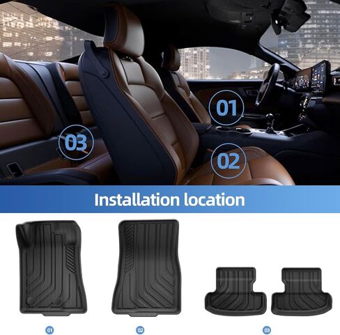 SMABEE Trunk Mat for 2015-2024 Ford Mustang Equipped with Subwoofer, TPE All Weather Cargo Mat Cargo Liner Accessories Interior Black in Saudi Arabia