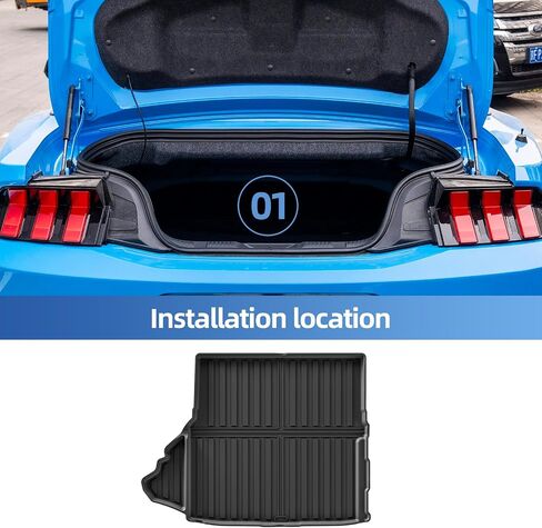 SMABEE Trunk Mat for 2015-2024 Ford Mustang Equipped with Subwoofer, TPE All Weather Cargo Mat Cargo Liner Accessories Interior Black in Saudi Arabia
