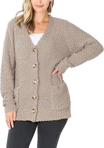 KOGMO Womens Popcorn Sweater Cardigans with Buttons and Pockets in Saudi Arabia