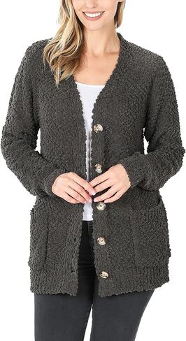 KOGMO Womens Popcorn Sweater Cardigans with Buttons and Pockets in Saudi Arabia