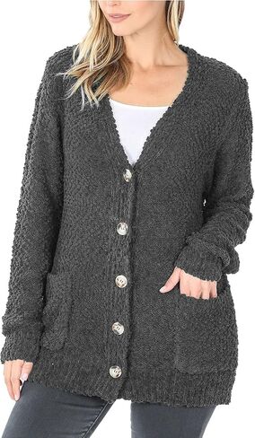 KOGMO Womens Popcorn Sweater Cardigans with Buttons and Pockets in Saudi Arabia