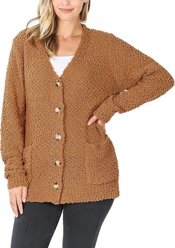 KOGMO Womens Popcorn Sweater Cardigans with Buttons and Pockets in Saudi Arabia