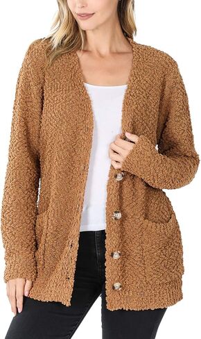 KOGMO Womens Popcorn Sweater Cardigans with Buttons and Pockets in Saudi Arabia