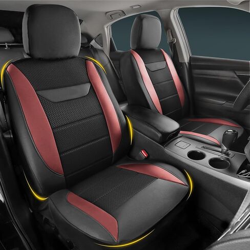 kingphenix 2 Pack Front Memory Foam Leather Car Seat Covers, Breathable 4D Mesh, Easy Install Automotive Seat Protectors, Airbag Compatible, Universal Fit for Cars, Trucks, Vans, SUV - Black in Kuwait