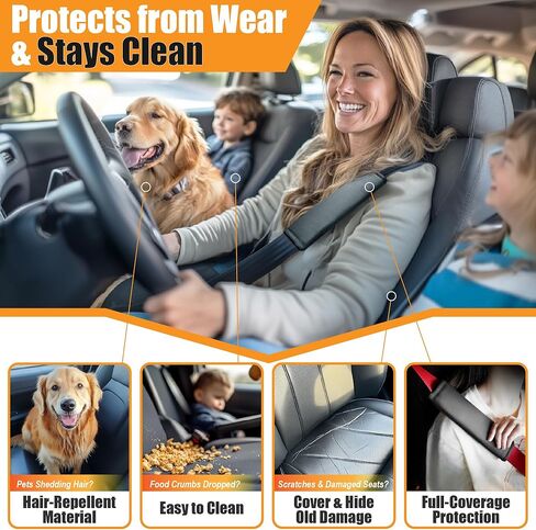 kingphenix 2 Pack Front Memory Foam Leather Car Seat Covers, Breathable 4D Mesh, Easy Install Automotive Seat Protectors, Airbag Compatible, Universal Fit for Cars, Trucks, Vans, SUV - Black in Kuwait