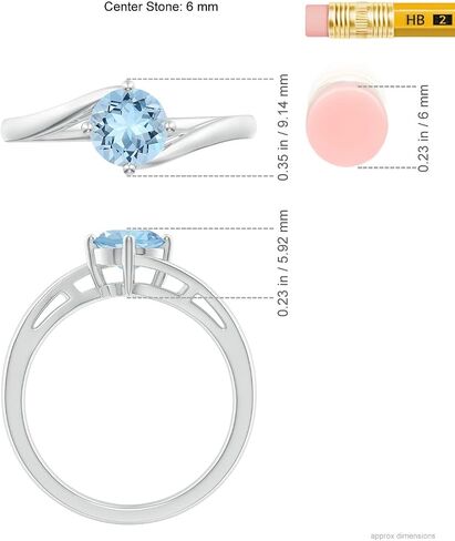 Angara Natural Classic Round Aquamarine Solitaire Bypass Ring in Silver / 14K Solid Gold/Platinum | March Birthstone, Birthday, Engagement, Anniversary, Wedding Jewelry Gift for Women in Saudi Arabia