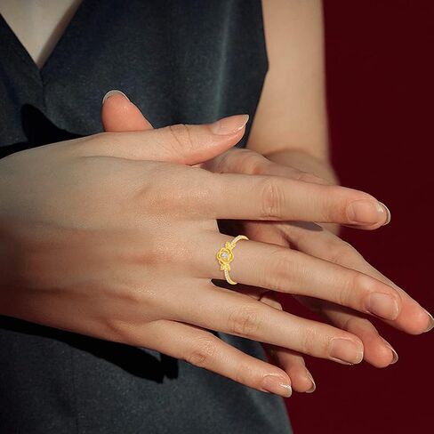 SISGEM 14K Real Gold Rose Flower Ring for Women,Yellow Gold Natural Diamond Engagement Ring/Wedding Band/Wedding Anniversary Birthday Gifts for Her in Saudi Arabia
