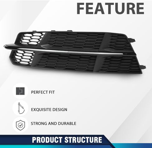 PIT66 Front Bumper Fog Light Grille Grill Cover Driver and Passenger Side Compatible with Audi A6 C7 S-Line 2015-2018 in Saudi Arabia