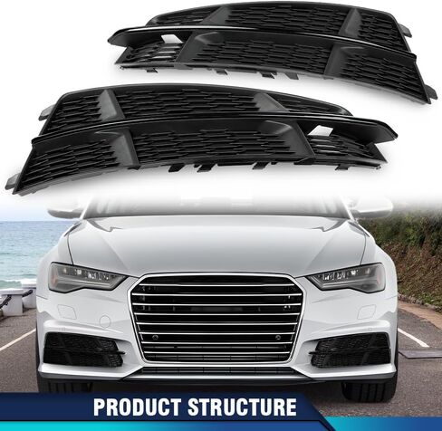 PIT66 Front Bumper Fog Light Grille Grill Cover Driver and Passenger Side Compatible with Audi A6 C7 S-Line 2015-2018 in Saudi Arabia