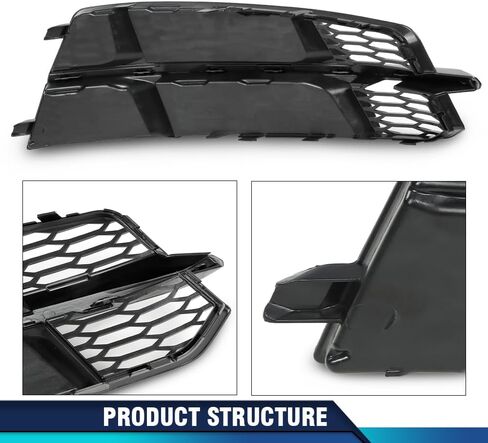 PIT66 Front Bumper Fog Light Grille Grill Cover Driver and Passenger Side Compatible with Audi A6 C7 S-Line 2015-2018 in Saudi Arabia