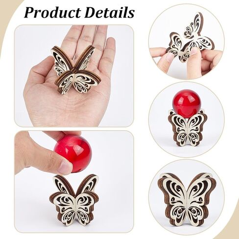 pligreat 2 pack loace شكل الكرة حامل الخشب الإبداعي قاعدة الكريستال حامل الكرة الزجاجية الصغيرة دعم مجموعة الحجر الطبيعي مجموعة المنزل الزخرفية in Kuwait