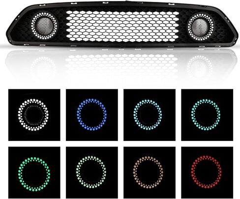 NIXON OFFROAD Center Grille Lights Fit For 2015 2016 2017 Ford Mustang, Front Bumper Grill Upper Hood Grille With DRL LED Accent Vent Lights (Color Shift RGB Light) in Saudi Arabia
