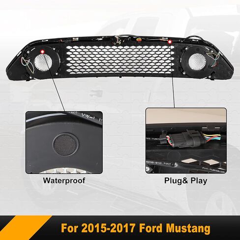 NIXON OFFROAD Center Grille Lights Fit For 2015 2016 2017 Ford Mustang, Front Bumper Grill Upper Hood Grille With DRL LED Accent Vent Lights (Color Shift RGB Light) in Saudi Arabia