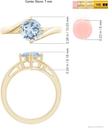 Angara Natural Classic Round Aquamarine Solitaire Bypass Ring in Silver / 14K Solid Gold/Platinum | March Birthstone, Birthday, Engagement, Anniversary, Wedding Jewelry Gift for Women in Saudi Arabia