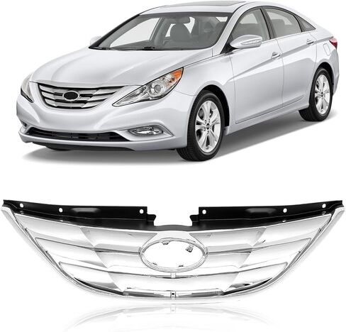 CarPartsDepot Front Grille Grill Chrome Molding With Black Shell Insert Compatible With 2011-2013 Hyundai Sonata Sedan HY1200154 863503S100 in Kuwait
