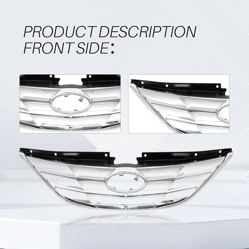 CarPartsDepot Front Grille Grill Chrome Molding With Black Shell Insert Compatible With 2011-2013 Hyundai Sonata Sedan HY1200154 863503S100 in Kuwait