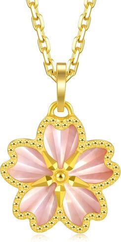 CHOW SANG SANG 999.9 24K Solid Gold Essence Dazzling Mother of Pearl Cherry Blossom Pendant for Women 93169P [Not Include the Necklace] in Saudi Arabia