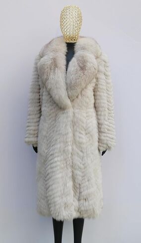 نساء Fox Fox Fure Coat الطويل الطويل الشتاء سترة من ذوي الياقات البيضاء الضخمة in Saudi Arabia