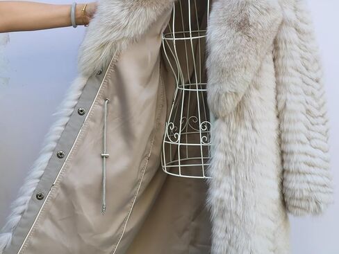 نساء Fox Fox Fure Coat الطويل الطويل الشتاء سترة من ذوي الياقات البيضاء الضخمة in Saudi Arabia