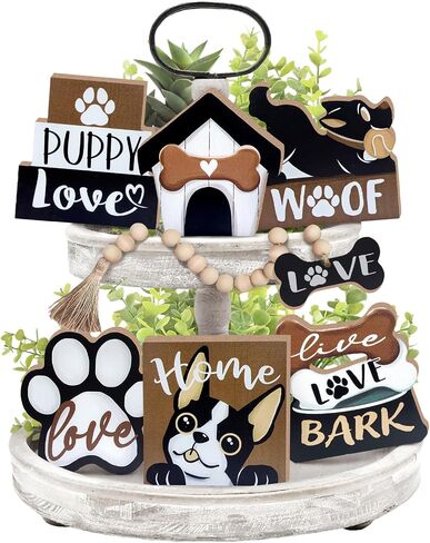 Black Cat Tiered Tray Decor, Love Pet Kitten Paw Tray Decorations Set, Live Love Meow Book Stack Wooden Signs, Farmhouse Rustic Home Decor Cat Lover Gifts for Table Shelf Mantel Party in Saudi Arabia