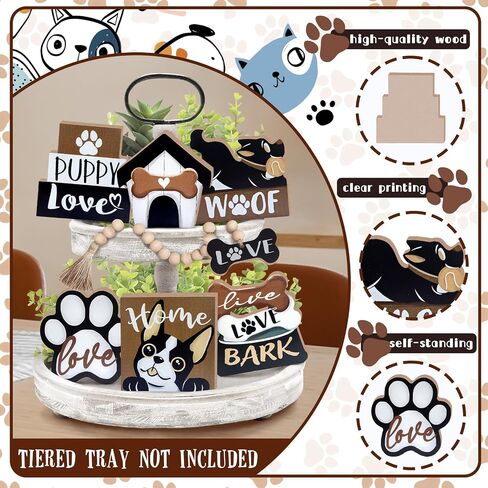 Black Cat Tiered Tray Decor, Love Pet Kitten Paw Tray Decorations Set, Live Love Meow Book Stack Wooden Signs, Farmhouse Rustic Home Decor Cat Lover Gifts for Table Shelf Mantel Party in Saudi Arabia