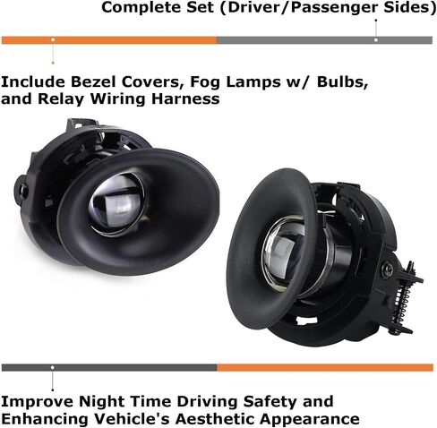 Ijdmtoy Projector Lens Foglamp Kit W/Xenon White LED Light Lights ، أغطية الإطار ومفتاح تسخير الأسلاك متوافق مع 2015-2022 Dodge Challenger in Saudi Arabia