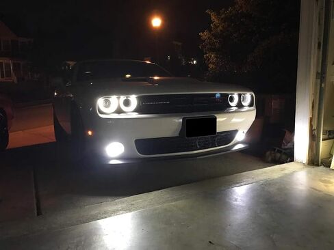 Ijdmtoy Projector Lens Foglamp Kit W/Xenon White LED Light Lights ، أغطية الإطار ومفتاح تسخير الأسلاك متوافق مع 2015-2022 Dodge Challenger in Saudi Arabia