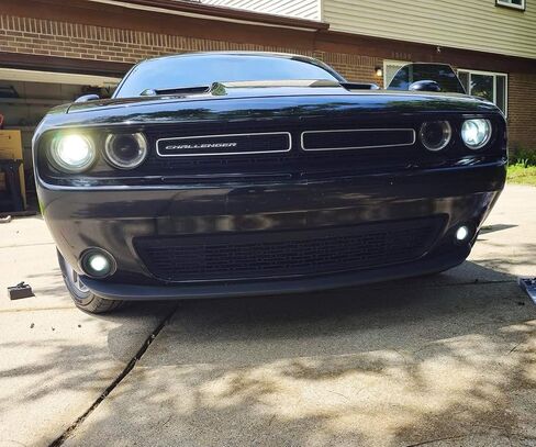 Ijdmtoy Projector Lens Foglamp Kit W/Xenon White LED Light Lights ، أغطية الإطار ومفتاح تسخير الأسلاك متوافق مع 2015-2022 Dodge Challenger in Saudi Arabia