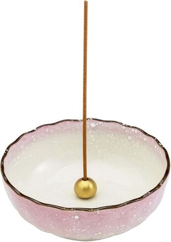 Asayu Japanese Lotus Incense Holder for Sticks 4.1 inch (105mm), Traditional Made in Japan Ceramic Ash Catcher and Brass Incense Burner Set - Light Green in Saudi Arabia