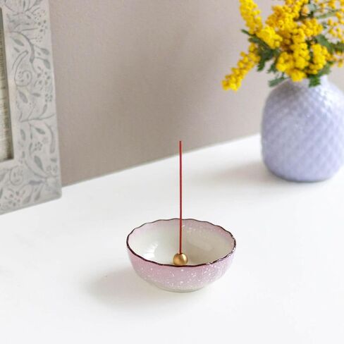 Asayu Japanese Lotus Incense Holder for Sticks 4.1 inch (105mm), Traditional Made in Japan Ceramic Ash Catcher and Brass Incense Burner Set - Light Green in Saudi Arabia