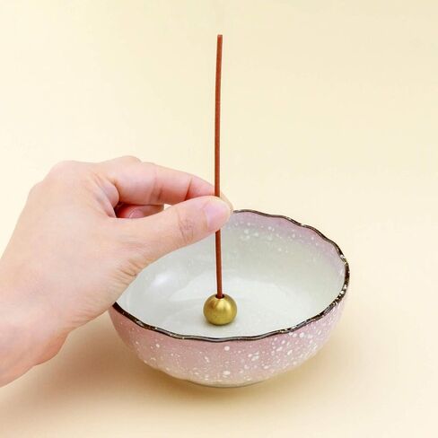 Asayu Japanese Lotus Incense Holder for Sticks 4.1 inch (105mm), Traditional Made in Japan Ceramic Ash Catcher and Brass Incense Burner Set - Light Green in Saudi Arabia
