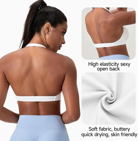 Yuerlian تمرينات الرياضة الصدرية للنساء v-neck twist مبطن الظهر الظهر اللاسلكي الصالة الرياضية اليوغا صدرية تأثير منخفضة in Kuwait