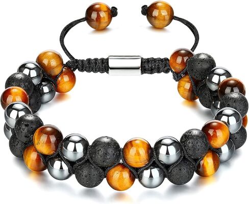 سوار كريستال رجالي 7 شقرا - أحجار حقيقية عين النمر سبج جمشت الملكيت أمازونيتي تخزين الأساور in Kuwait